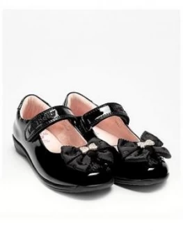 Image of Lelli Kelly Girls Emma Bow Dolly School Shoe - Black Patent, Size 2.5 Older