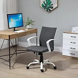 Image of Vinsetto Office Chair Linen Swivel Computer Desk Chair Home Study Task Chair, Deep Grey