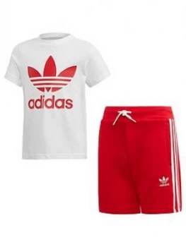 Image of Adidas Originals Short T-Shirt Set - White/Red