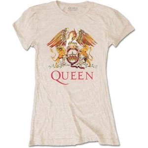 Image of Queen - Classic Crest Womens Large T-Shirt - Sand