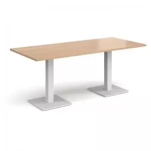 Image of Brescia rectangular dining table with flat square white bases 1800mm x