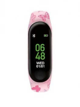 Image of Tikkers Tikkers Activity Tracker Digital Dial Pink Butterfly Print Silicone Strap Kids Watch