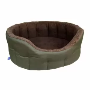 Image of P&L Premium Fleece Lined Bolster Style Small Softee Bed - Green/Brown