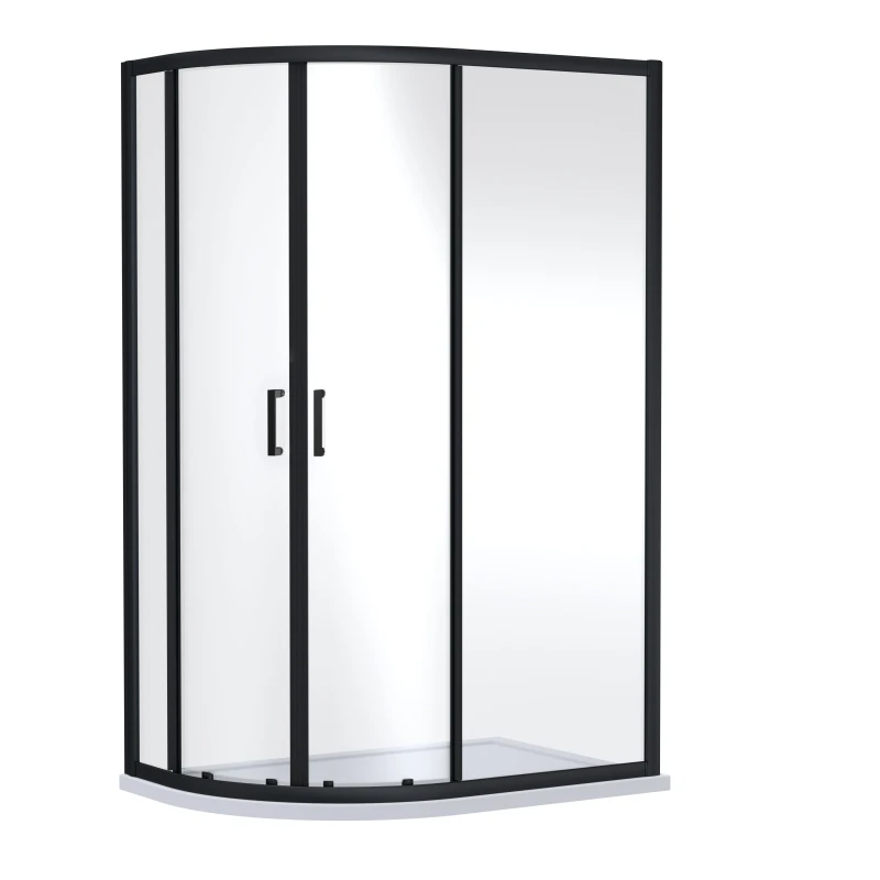 Image of Balterley 6mm Glass Offset Quadrant Shower Enclosure 1900 x 1200 x 800mm Black Black