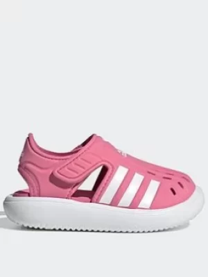 Image of adidas Closed-toe Summer Water Sandals, Pink/White, Size 4 Younger