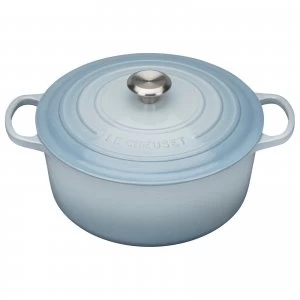 Image of Le Creuset Signature Cast Iron Round Casserole Dish - 20cm - Coastal Blue