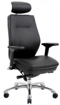 Image of Domino Black Bonded Leather Chair with Headrest PO000065