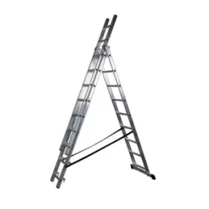 Image of Slingsby 3 Section Aluminium Combination Ladder, 3X9 Treads EN131 150KG