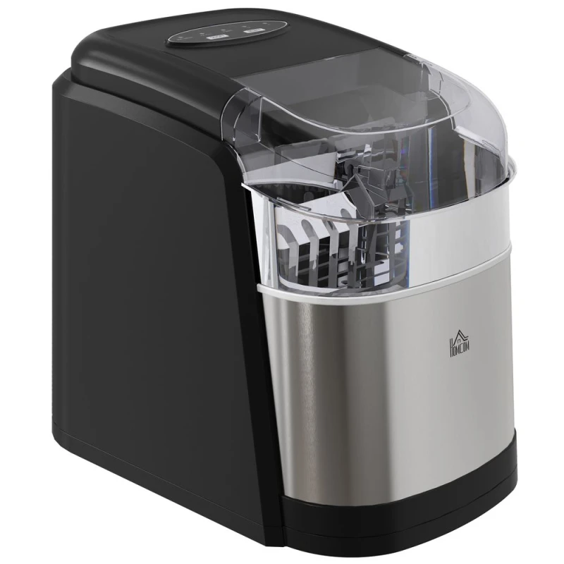 Image of HOMCOM Portable Ice Cube Maker w/ 2 Cube Sizes 12Kg/24 Hrs, 9 Cubes/ 6-12Mins - Homcom 5056725394547
