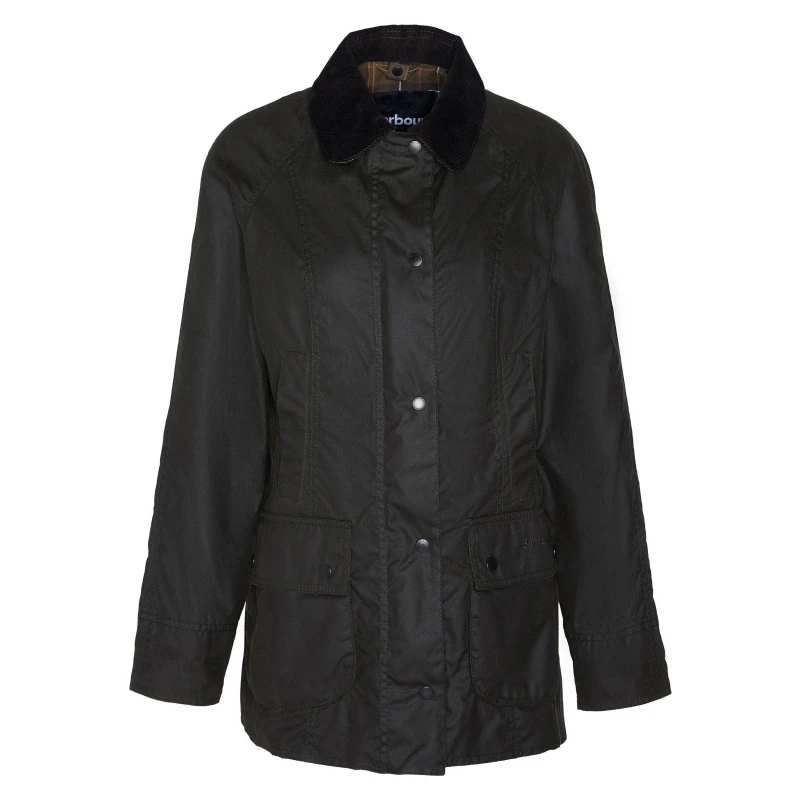 Image of Barbour Beadnell Waxed Cotton Jacket - UK 12 Green Coats and Jackets female LWX0668OL71 UK 12
