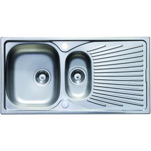 Image of Wickes Luxe 1.5 Bowl Kitchen Stainless Steel Sink and Drainer