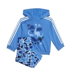 Image of adidas Dino Camo Allover Print French Terry Jogger Set Ki - Blue Fusion / White