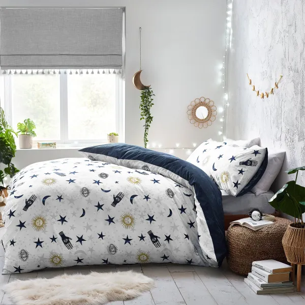 Image of Style Lab Stargazer Duvet Cover and Pillowcase Set White