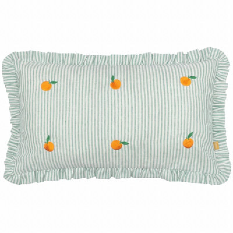 Image of furn. Furn. Les Fruites Embroidered Ruffle Filled Cushion Oranges 30 X 50Cm, Orange 5025532852953.00