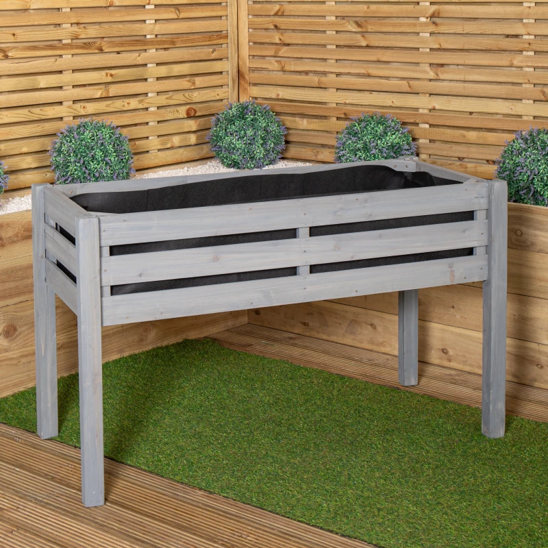 Image of 75 x 123cm Samuel Alexander Large Raised Grey Wooden Garden Bed Planter with Slatted Base