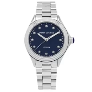 Image of Ladies Jasper Conran London 32mm Watch with a Blue Dial and a Silver Metal bracelet