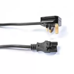Image of Mains lead with UK 3 pin plug to 3 pole connector - black