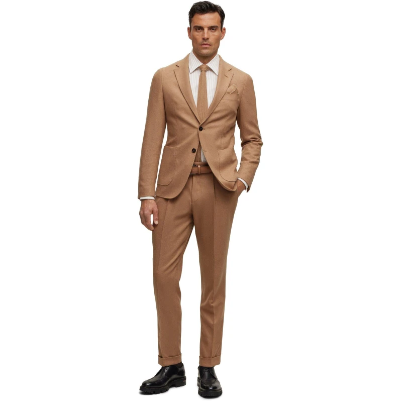 Image of Boss Mens Heston Structured Suit Beige male 42 (52)