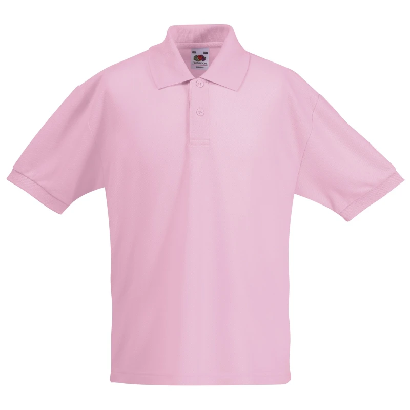 Image of Fruit of the Loom 65 35 Pique Polo Shirt Pack of 2 in Light Pink Size: 12-13 Years Light Pink Unisex 12-13 Years