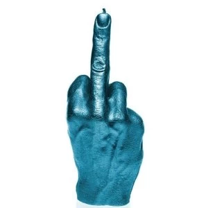 Image of Blue Metallic Hand FCK The Finger Candle