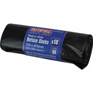 Image of Faithfull Heavy-Duty Black Refuse Sacks Pack of 10