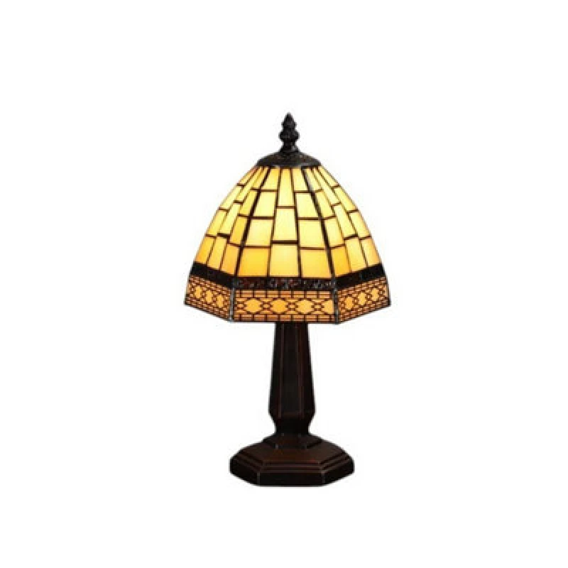 Image of 6 Inch Tiffany Lamp - L16 x W16 x H24cm - Yellow MinsterStylishLivingLtd7482