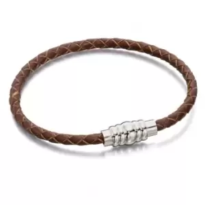 Image of Skinny Brown Leather Magnetic Clasp Bracelet B5400