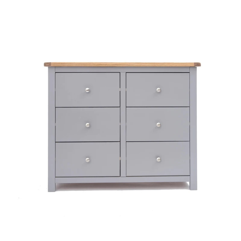Image of Cabinet Bits Mirano 6 Drawer Chest of Drawers Chrome Knob in Grey Grey Unisex