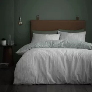 Image of Content By Terence Conran Rupert 100% Cotton Stripe Duvet Cover and Pillowcase Set Green
