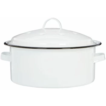 Image of Round Self Basting White Enamel Roaster - Premier Housewares