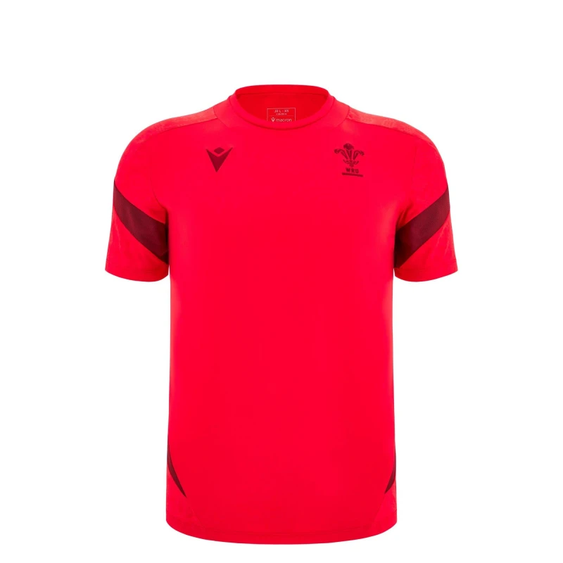 Image of Macron Wales Rugby Training Shirt 2025 Juniors Red male 9-10 (M)
