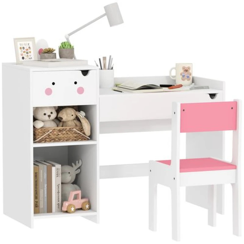 Image of PawHut Kids Desk and Chair Set - Toddler Table and Chair Set - Rabbit Themed - AIYAPLAY TJ Hughes White 5063603752290