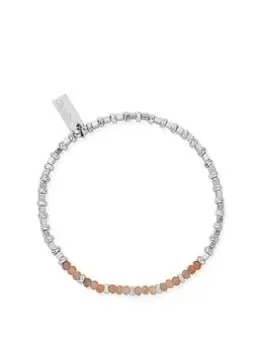 Image of ChloBo Peach Moonstone Sparkle Cube Bracelet 925 Sterling Silver, One Colour, Women