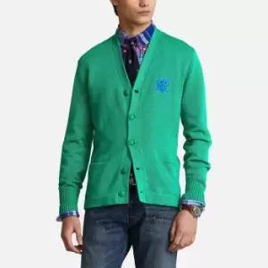 Image of Polo Ralph Lauren Mens Crest Cotton Cardigan - Kelly Green - XL