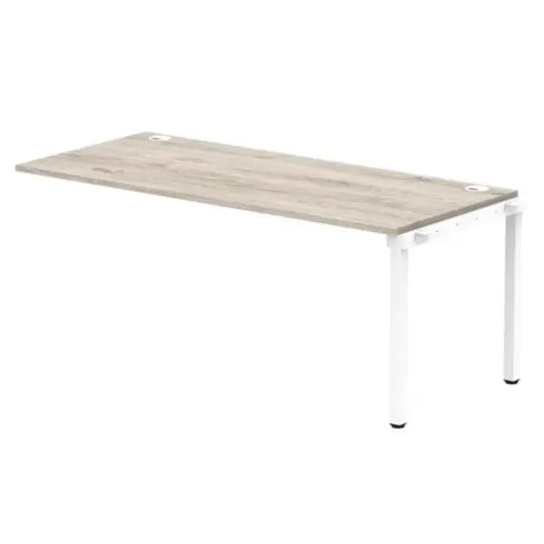 Image of Impulse Bench Impulse Bench Single Row Ext Kit 1800 White Frame Office Bench Desk Grey Oak IMBSXT18GRYW