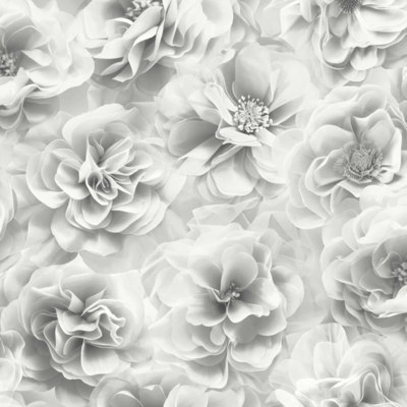 Image of Debona Bloom Silver Wallpaper Floral Rose Glamorous Stylish Feature Wall