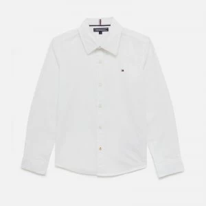 Image of Tommy Kids Boys' Stretch Poplin Shirt - Bright White - 8 Years