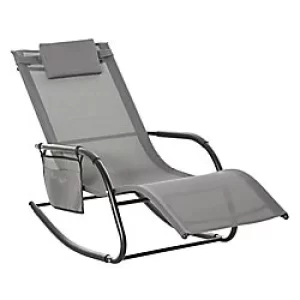 Image of Outsunny Rocking Chair 84A-160V70CG Metal, Breathable Mesh Black, Grey