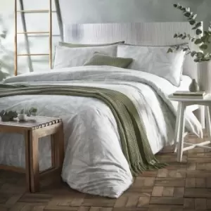 Image of Loft Addie Abstract Floral Print 100% Cotton Duvet Cover Set, Green, Super King - Appletree