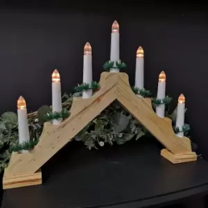 Image of 29cm Battery Operated 7 LED Wooden Candle Bridge Christmas Decoration