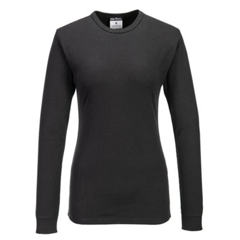 Image of Portwest Womens Long Sleeve Thermal Baselayer T Shirt B126BKRXS Colour: Black