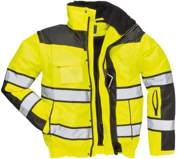 Image of Oxford Weave 300D Hi Vis Classic Bomber Jacket C466YBRM Colour: Yellow / Black