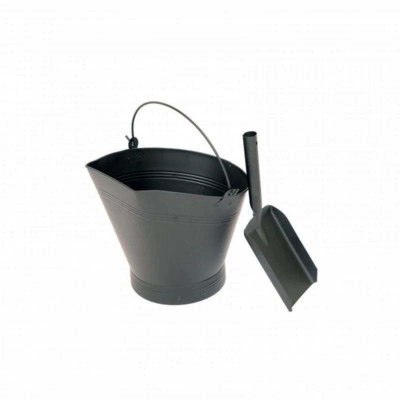 Image of Oypla Fireplace Coal Bucket with Shovel Black unisex