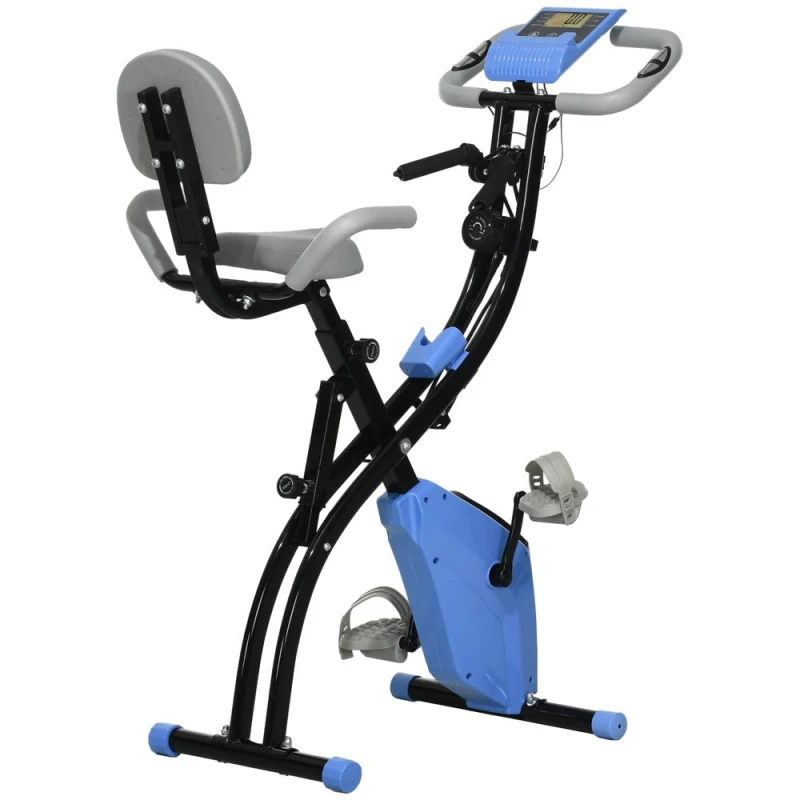 Image of HOMCOM 2-In-1 Folding Exercise Bike with 8-Level Magnetic Resistance Blue A90-196LB