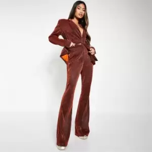 Image of I Saw It First Glitter Tailored Straight Leg Trousers - Metallics