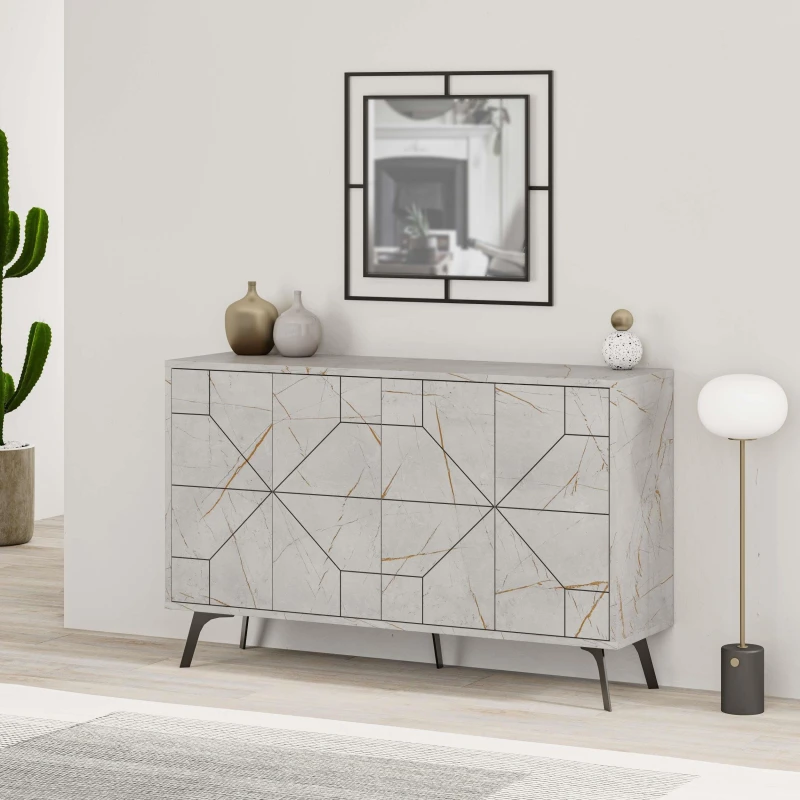 Image of DECORTIE Decortie Dune Console Sideboard Display Unit - Gold Marble Effect M.K.23436.7