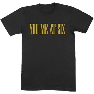 Image of You Me At Six - Yellow Text Unisex Medium T-Shirt - Black