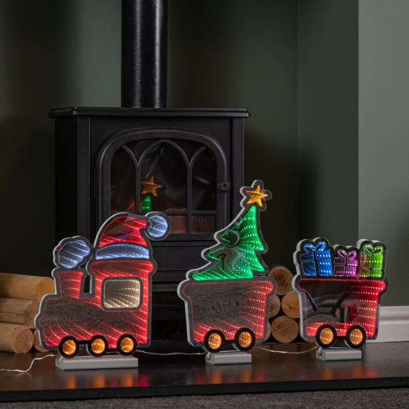 Image of 70cm Light up Infinity Christmas Train with 2 Carriages and Multi-Coloured LEDs