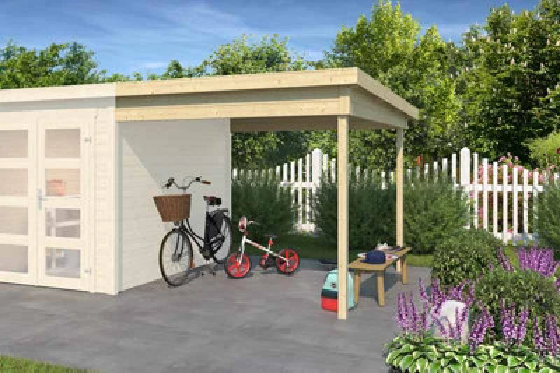 Image of Lasita Maja Zambezi Anbau 250X250-Log Cabin, Wooden Garden Room, Timber Summerhouse, Home Office - H211 Cm