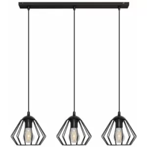 Image of Helam Agat Straight Bar Pendant Ceiling Light Black 65cm